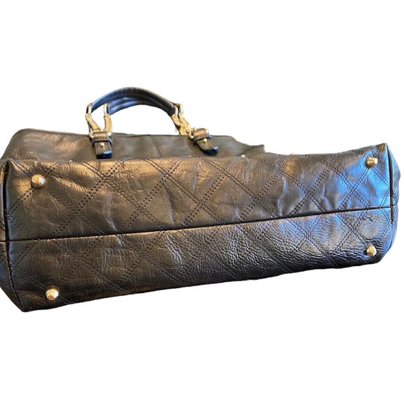 JUICY COUTURE Black Leather Hand Bag XL shopper - Chain Link Strap - Excellent! - Picture 7 of 11